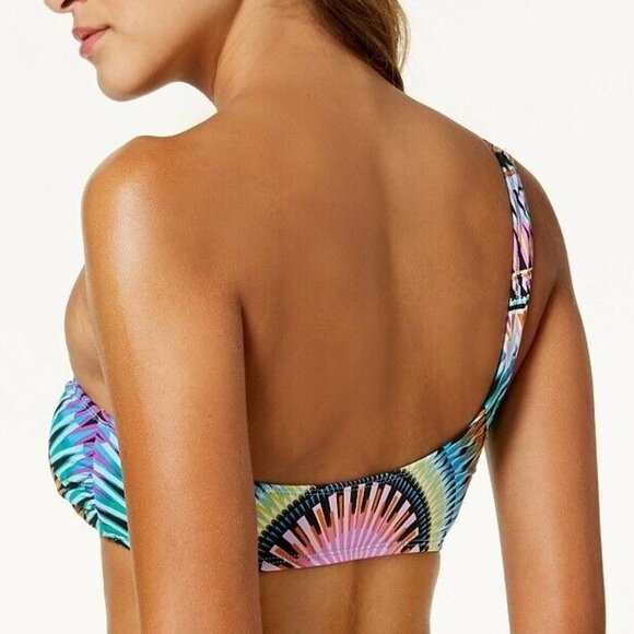 NWT Bar III Sunburst Geo Bikini Swim Top Women’s Large One Shoulder Padded - Picture 2 of 6